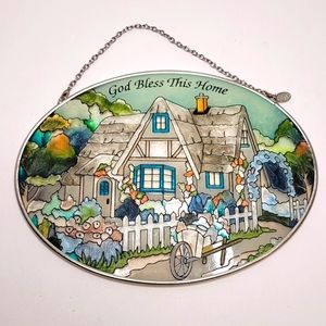 Cottage Blessings Home Handpainted Stained Glass Suncatcher